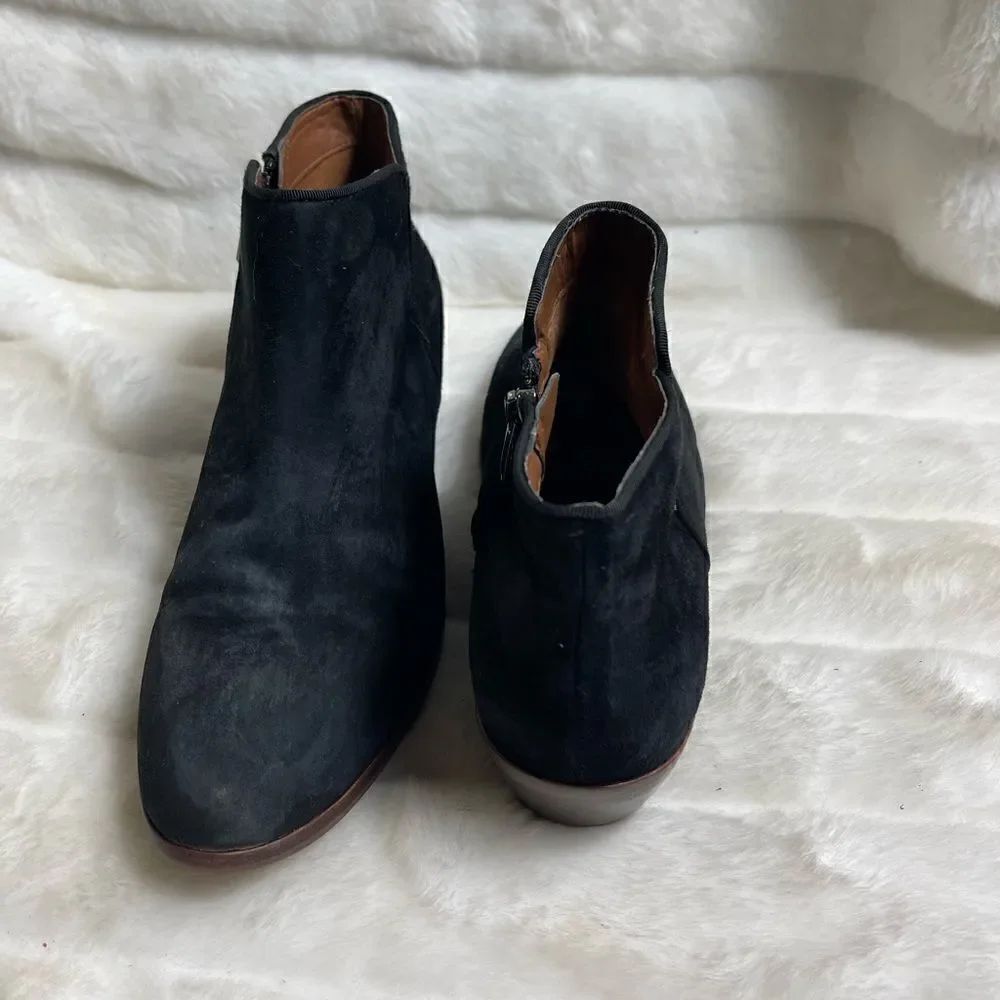 Sam Edelman black Leather suede ankle boots side zipper pointed toe size 9.5 - Picture 5 of 12
